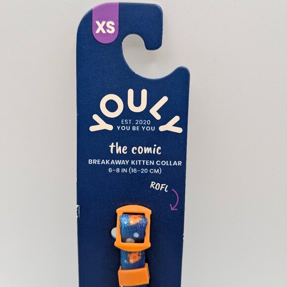 Youly Breakaway Kitten Collar Blue/Orange with Bell, 6"-8", NEW - Picture 2 of 6